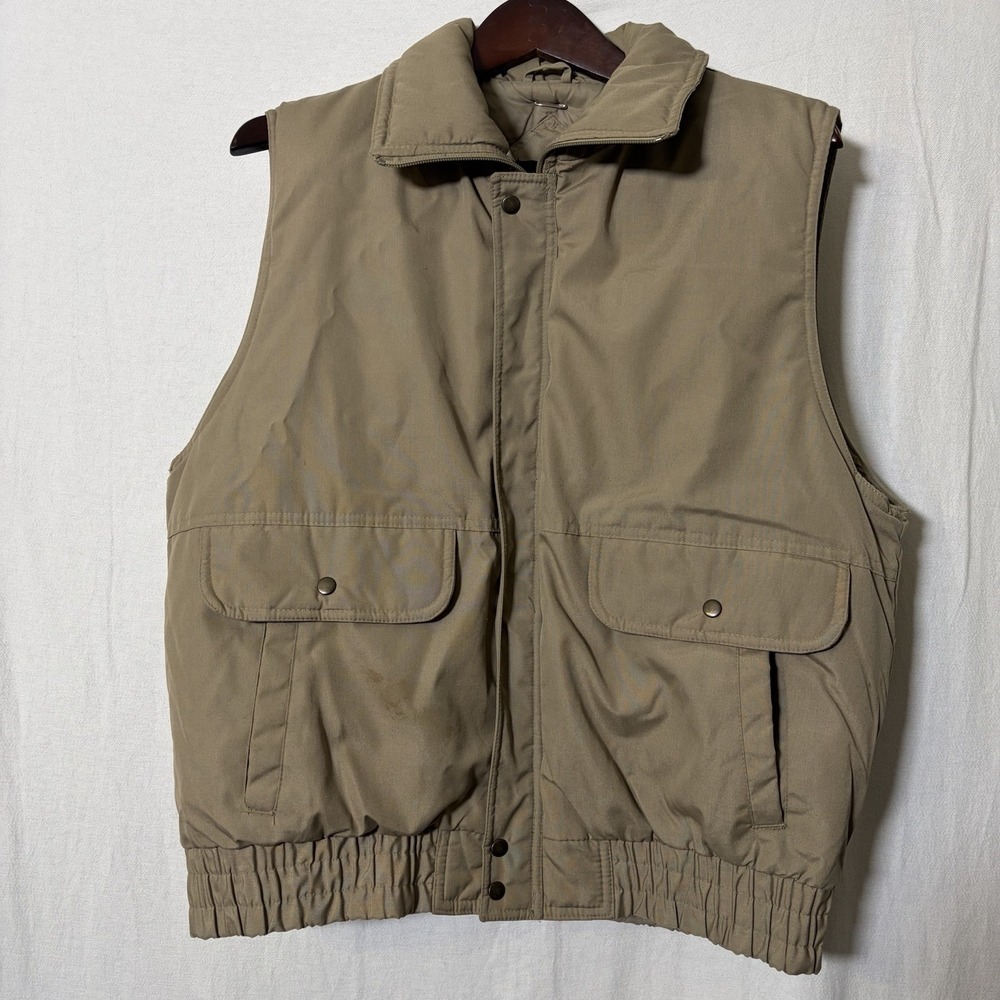 Aberdeen Fiberfill Puffer Vest Mens Zip Snap Pockets Quilted Vintage L‎ Outdoors